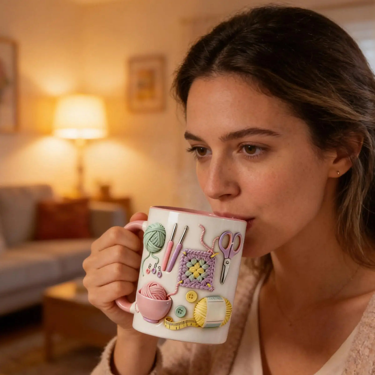 Funny Coffee Mug Crochet Ceramic Drinkware Novelty Drinking Zpaxo