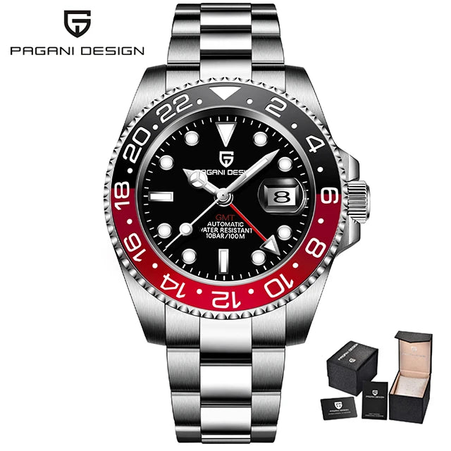 New GMT Watch PAGANI DESIGN 40mm Men Wristwatch Classic Luxury Mechanical Watches Top Brand 100M Waterproof Watches for Man 2026 Zpaxo black red United States