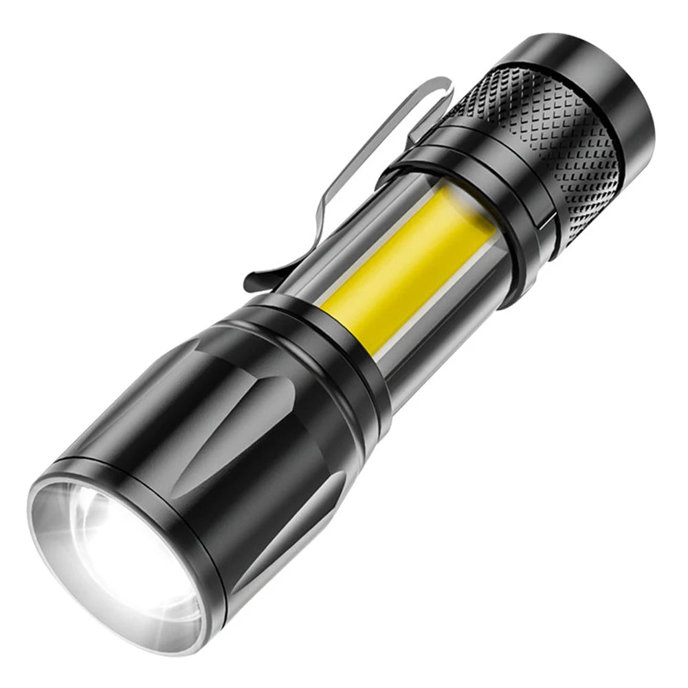 XPE+COB LED Flashlight USB Rechargeable Portable Telescopic Zoom