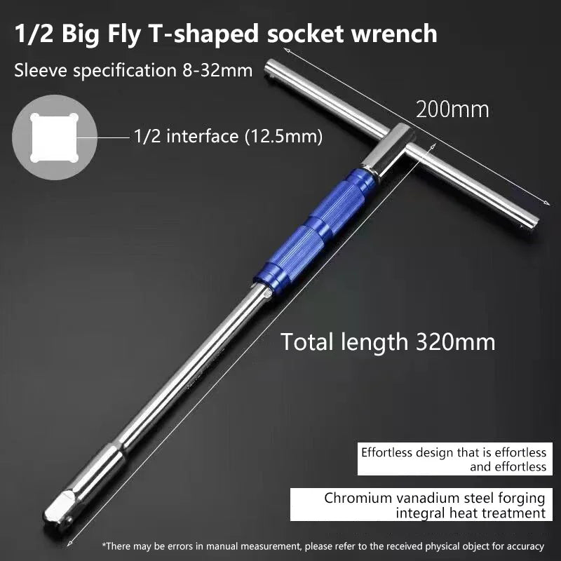 Multifunctional T-handle Socket Wrench Interchangeable Sockets Lever Zpaxo