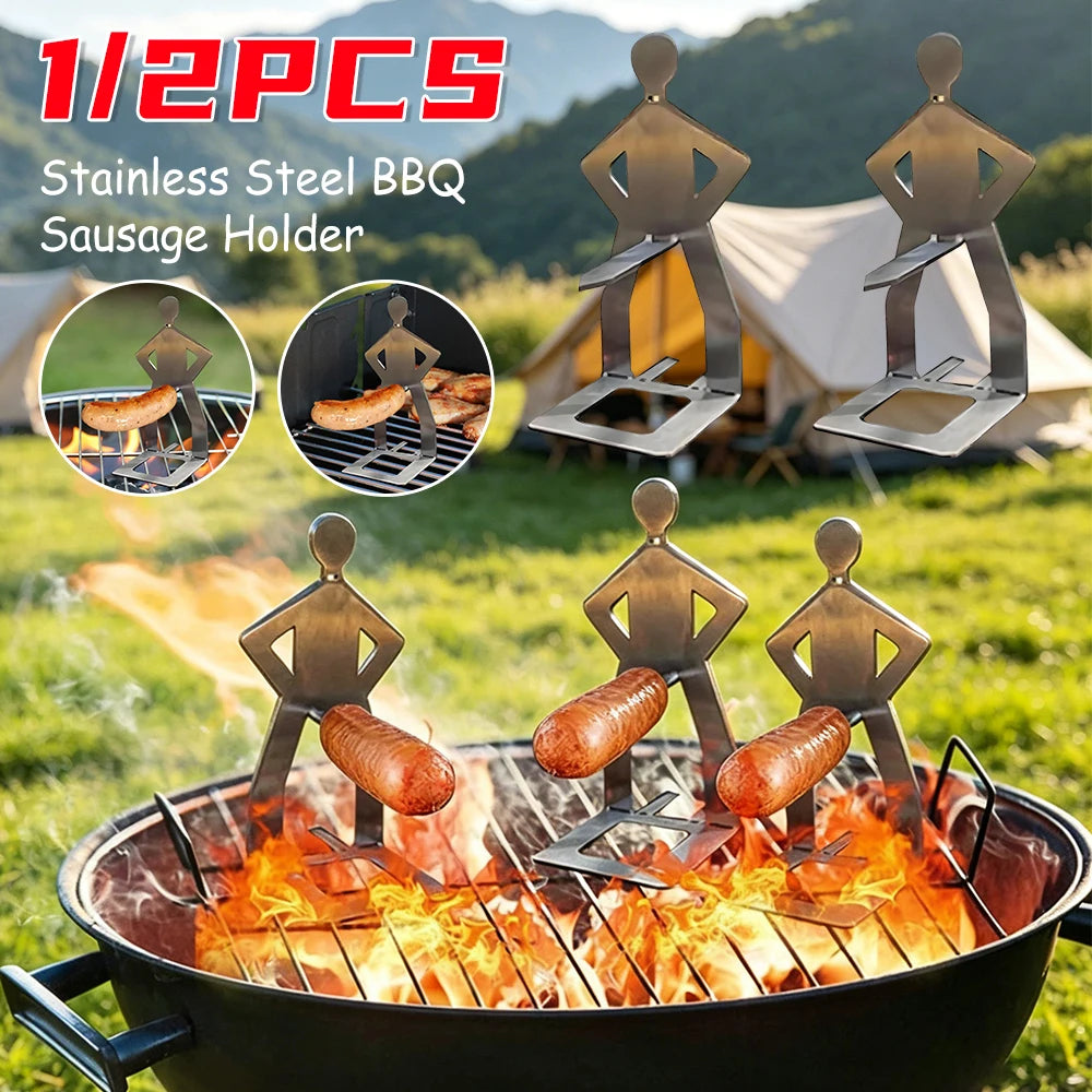 Stainless Steel BBQ Sausage Holder Reusable Dog Roaster Outdoor Zpaxo