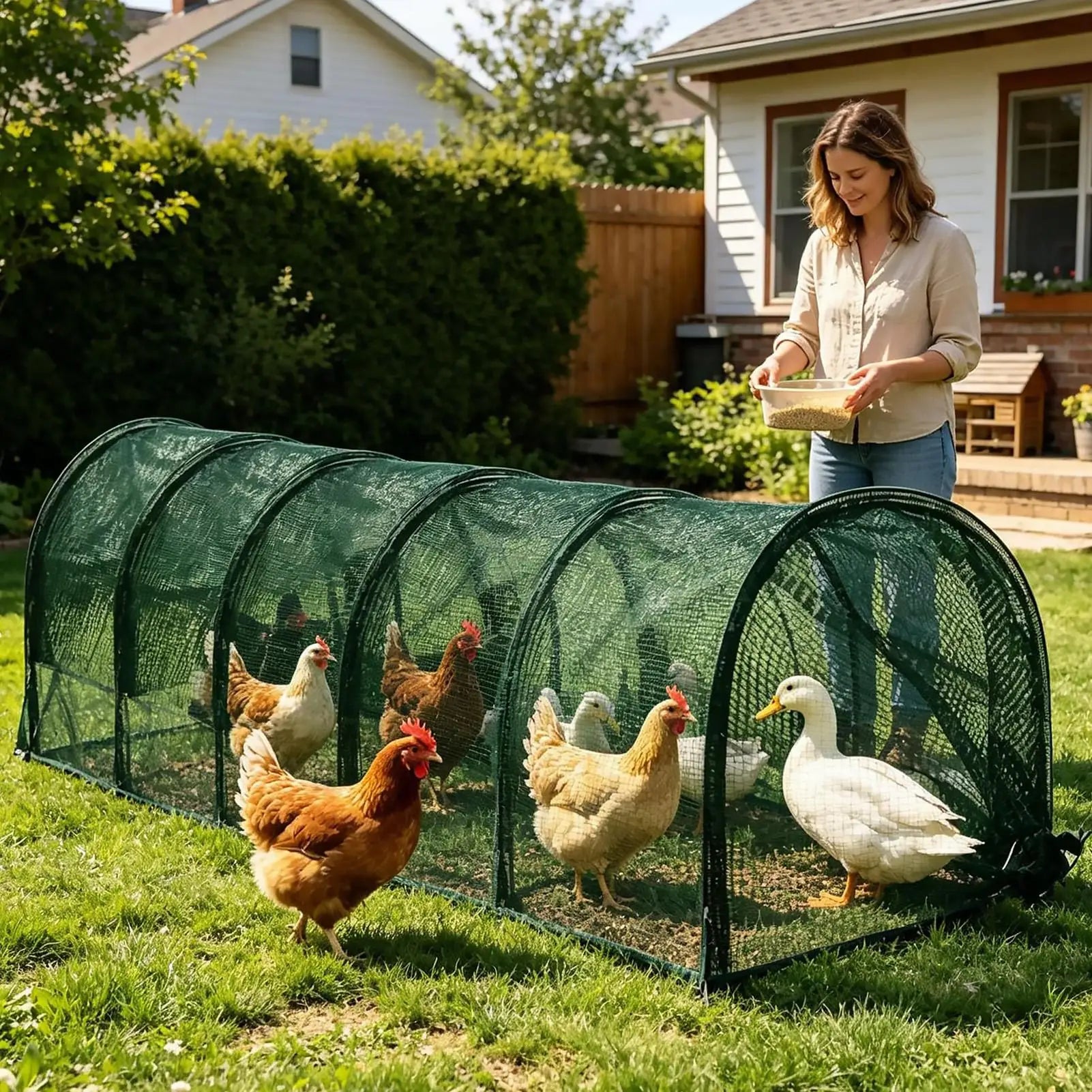 Chicken Tunnel Foldable Long Quick Installation Flexible Yard Outside
