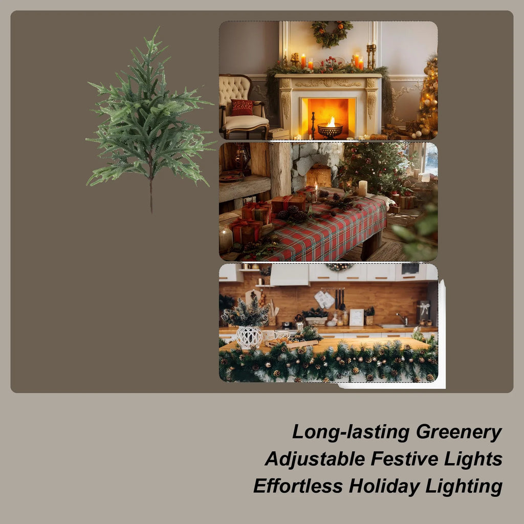 Pine Branches Led Light Greenery Picks Pre Lit Pines Stems Home Decor