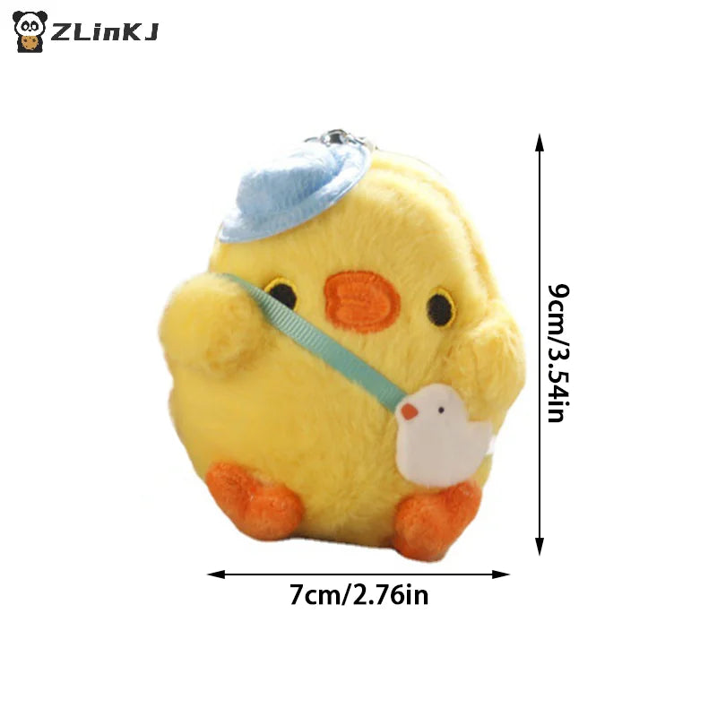 ▶1PCS Cartoon Plush Little Yellow Chicken Toy Doll Keychain Pendants Lovely Mini Chicken Plush Toys Bag Keychain Pendants Zpaxo
