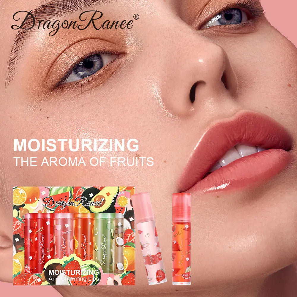 6-piece fruit lip oil set transparent colorless lip oil lipstick fruit lip oil moisturizing moisturizing bead moisturizing lip o Zpaxo