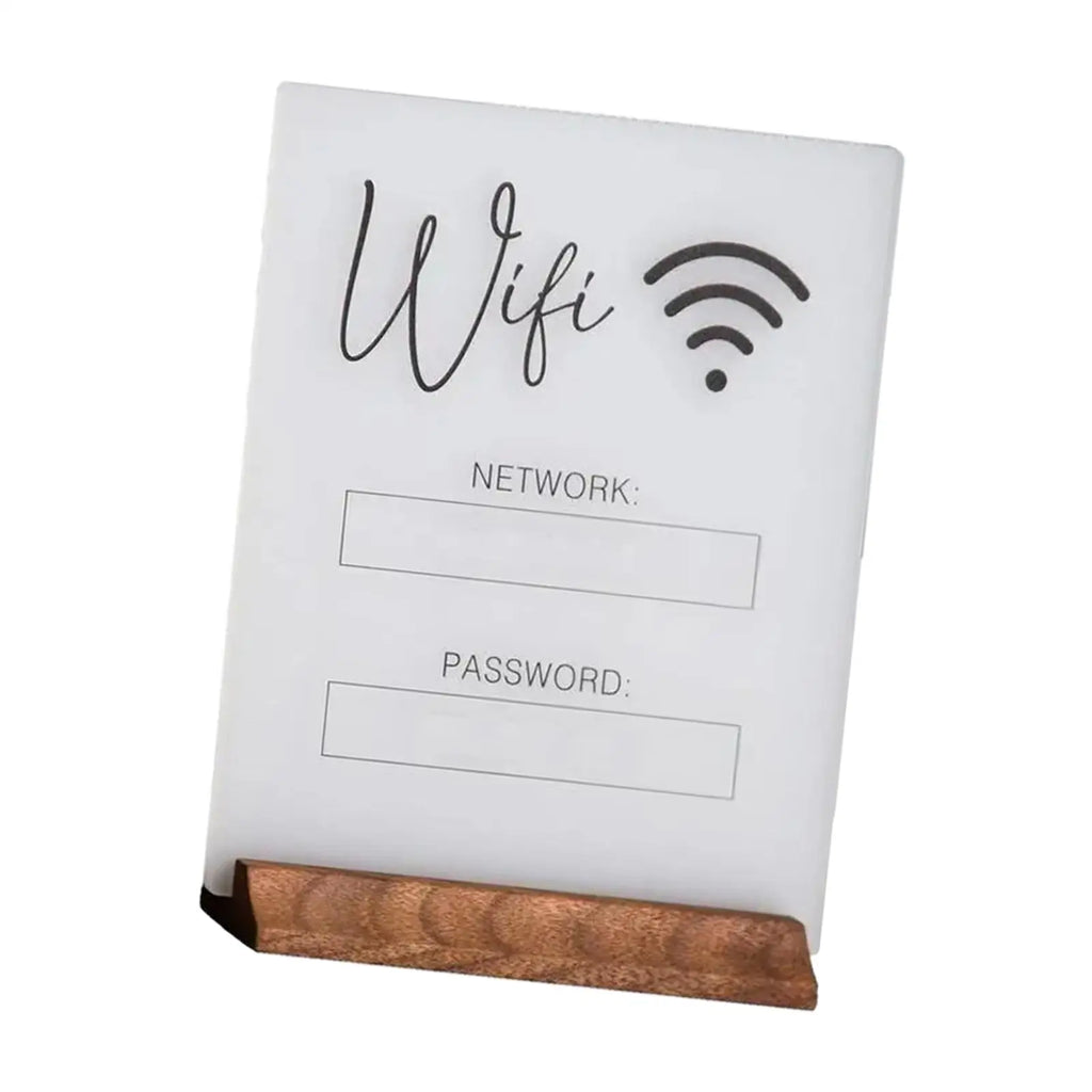 WiFi Password Sign Holder – Acrylic & Wood Desktop Stand Desktop Sign Holder Zpaxo WHITE