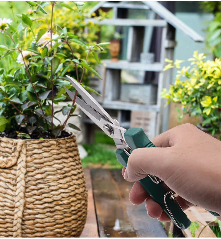 Straight Head Pruning Shears Stainless Steel Non Slip Handle Garden