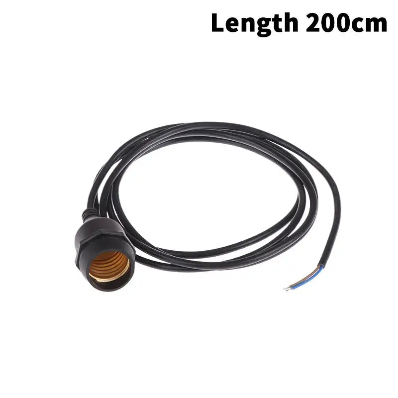 Waterproof E27 Lamp Holder Power Cord Socket 20 30 50 100 Outdoor Zpaxo Black 2M