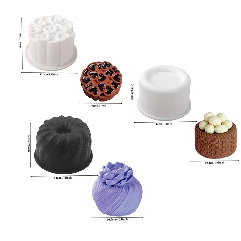Round Rotating Heart Flower Basket Coil Texture Design French Mousse Zpaxo