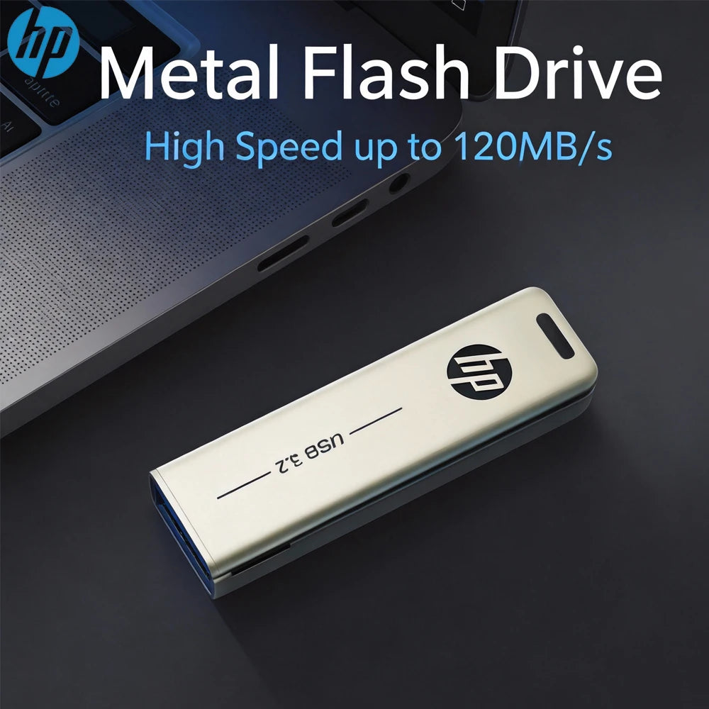 HP 256GB USB 3.2 Metal Flash Drive High-Speed Retractable Pendrive for PC Car Stereo 128GB 64GB 32GB Zpaxo