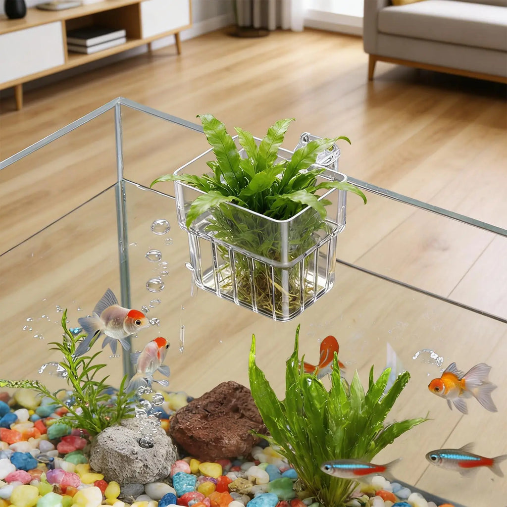 Plant Holder Fish Tank Transparent Hanger Pot Aquatic Hydroponic