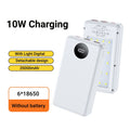 18650 Battery Holder 22.5W Fast Charging DIY Mobile Power Case With LED Light Outdoor Dual USB Type C Charge For iPhone Xiaomi Zpaxo White