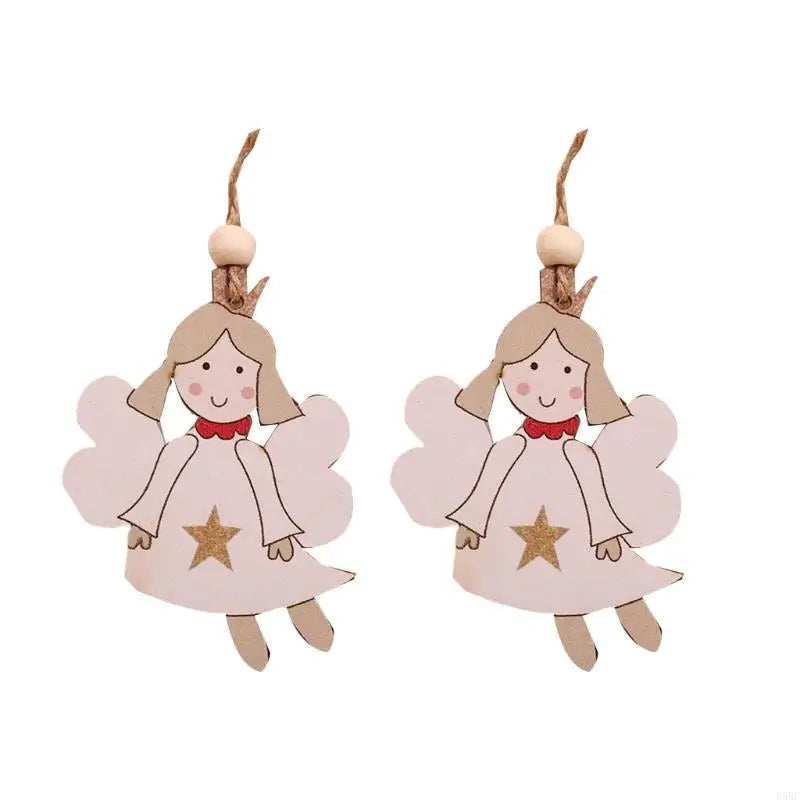 Hand Painted Natural Wooden Christmas Ornaments Hanging Pendant Santa