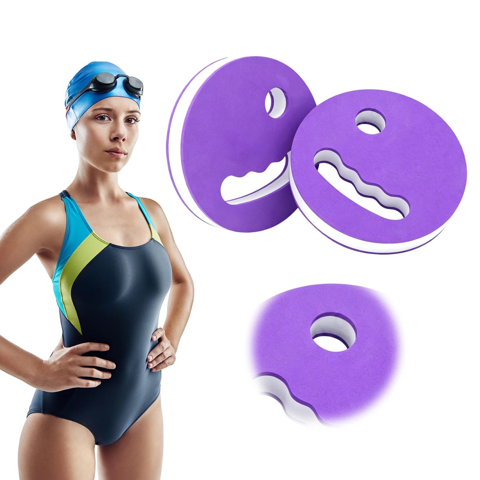 1Pair Water Exercise Discs with Manual Handle Water Paddle Board Hand-Held Float Board Pool Training Equipment Swimming Aids Zpaxo