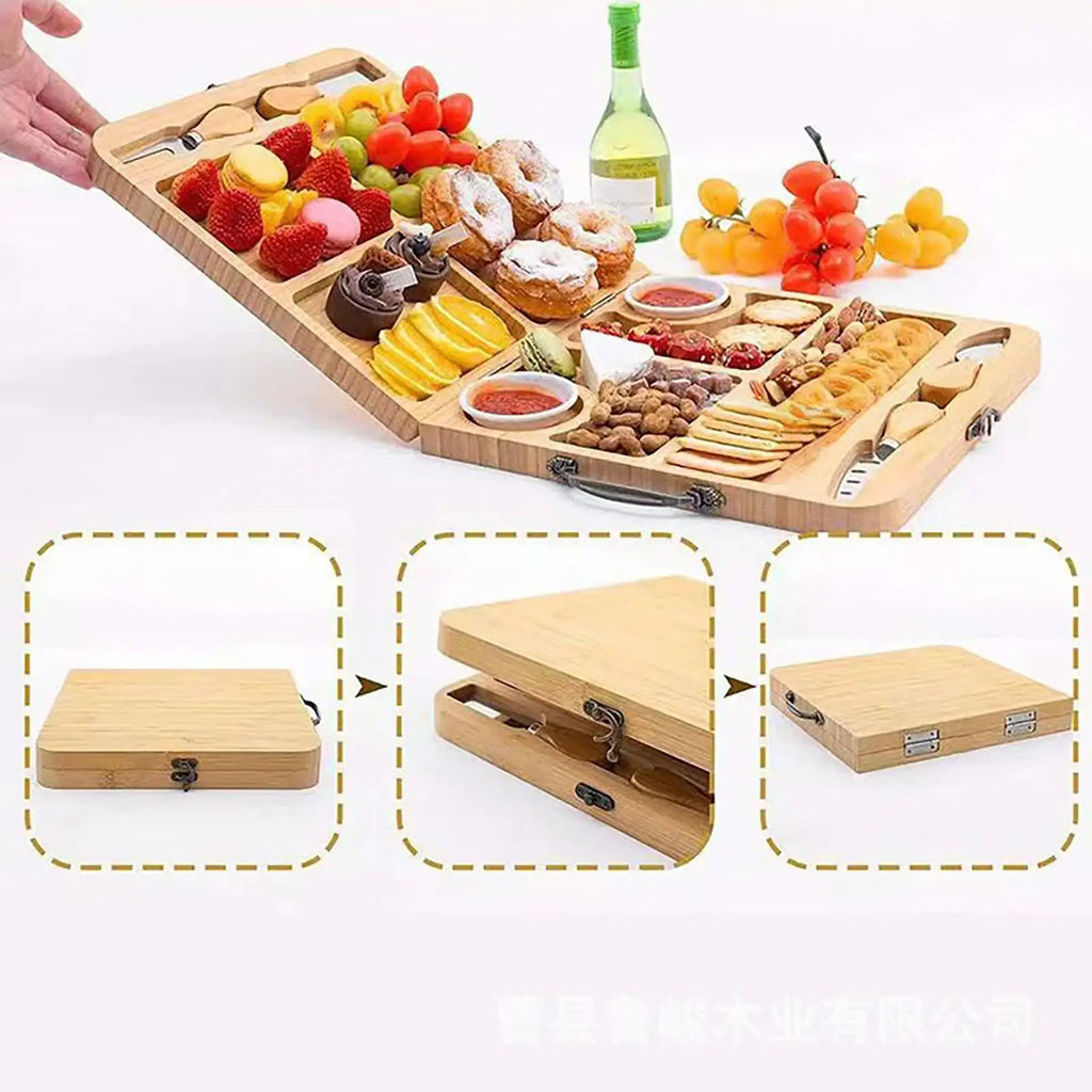 Cheese Board Foldable Meat Platter Kitchen Gadget Meat Cheese Tray Platter For Indoor Table Fireplace Living Room Restaurant Zpaxo
