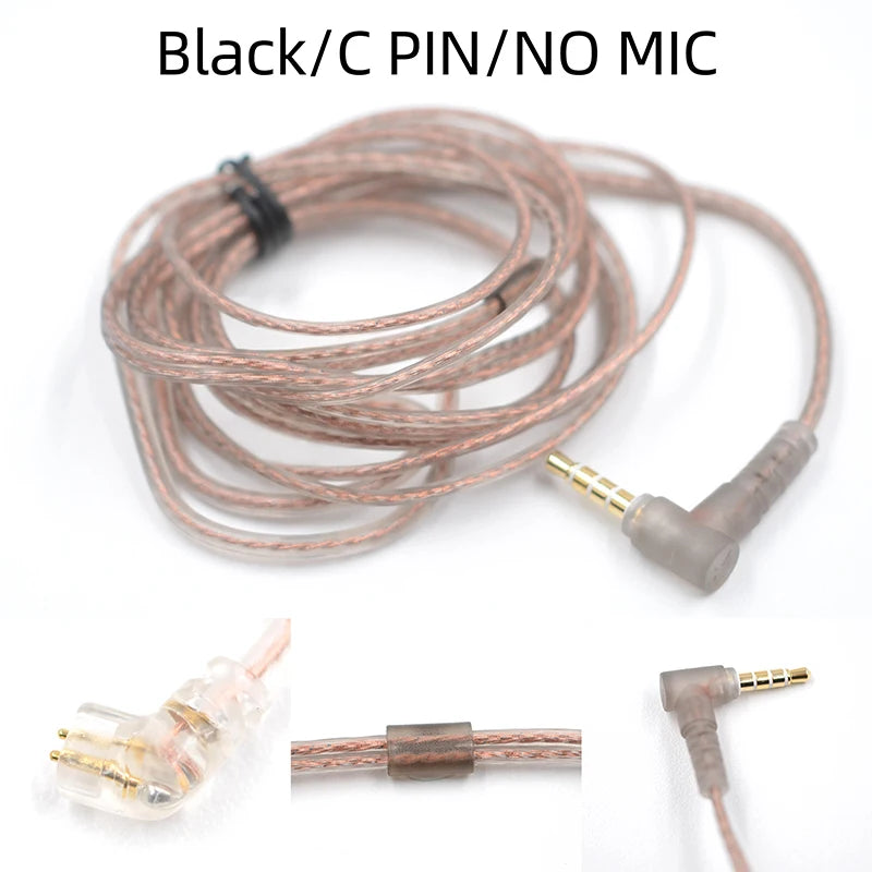 KZ Replacement Headset Cable Oxygen-Free Copper Cable Improves Headphone Connection For KZ ZS3 ZS4 ZST ASX Accessories Supplies Zpaxo C pin no mic
