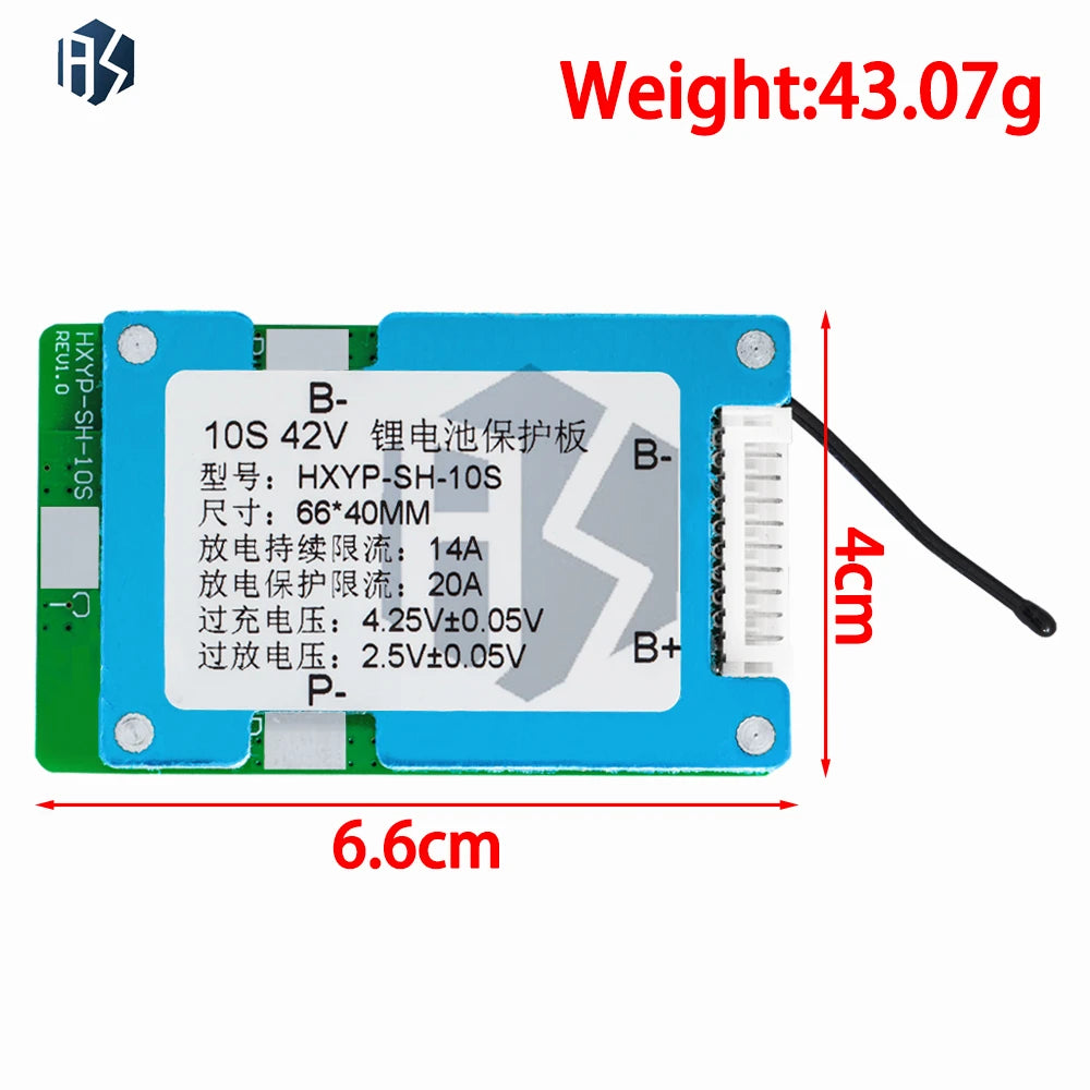 10S 42V Lithium Battery BMS Board (15A): Built-in Balance & Temperature Control for Polymer/18650 Cells Zpaxo