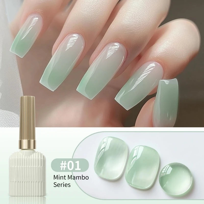 Hot Sale 6-color Ice Clear Milk Green Blue Green Nail Oil Glue Mint Manbo Series Nail Salon Exclusive Zpaxo