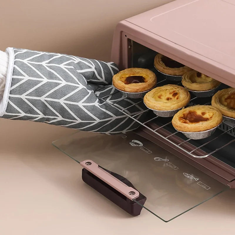 2 Insulated Kitchen Gloves Heat-resistant Microwave Thickened Grid
