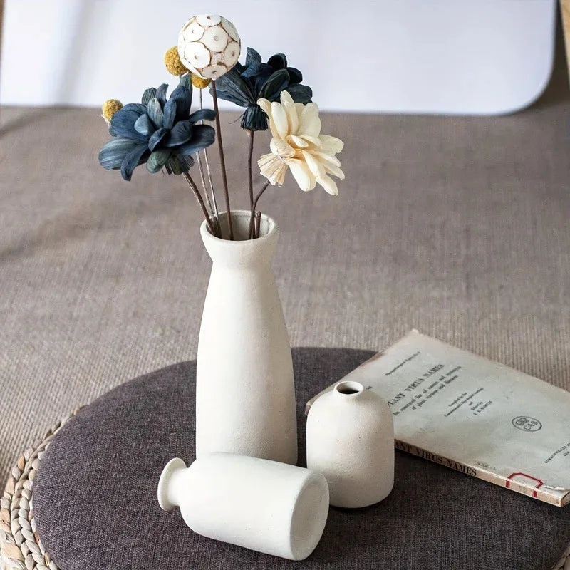 3 Ceramic Vases Country Home Decor Modern Farmhouse Living Room