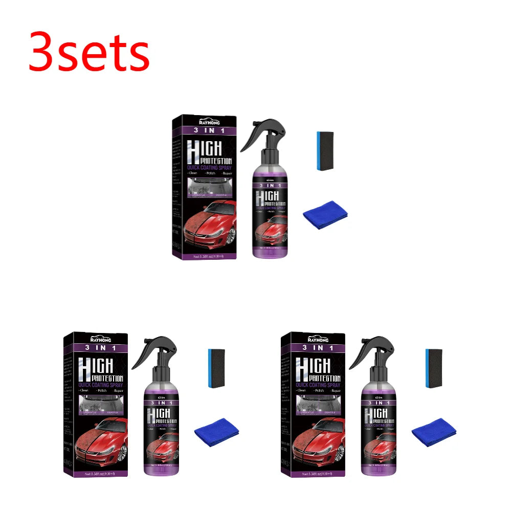 3 In 1 Auto Nano Ceramic Coating 100ml Car Paint Scratch Repair Remover Car Nano Spray Glass Hydrophobic Coating Car Paint Care Zpaxo 3sets
