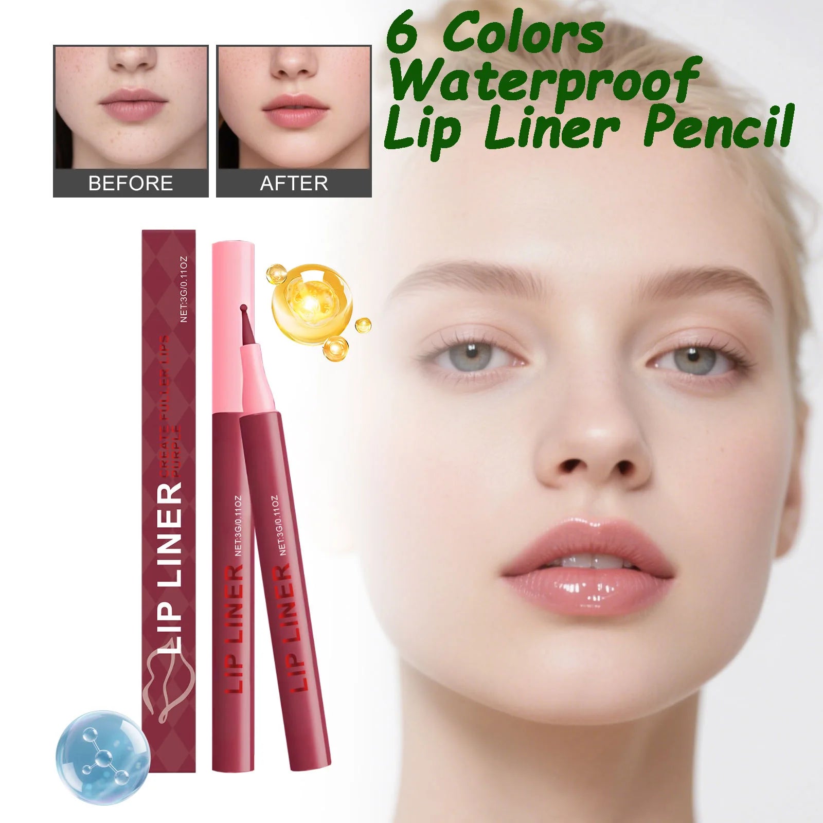 Ouhoe Waterproof Matte Lip Liner Pencil – 6 Colors Long-Lasting Lip Liner Pencil Zpaxo