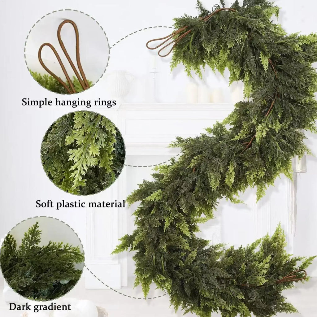 Realistic Christmas Garland Green Pine Wreath Lifelike Artificial