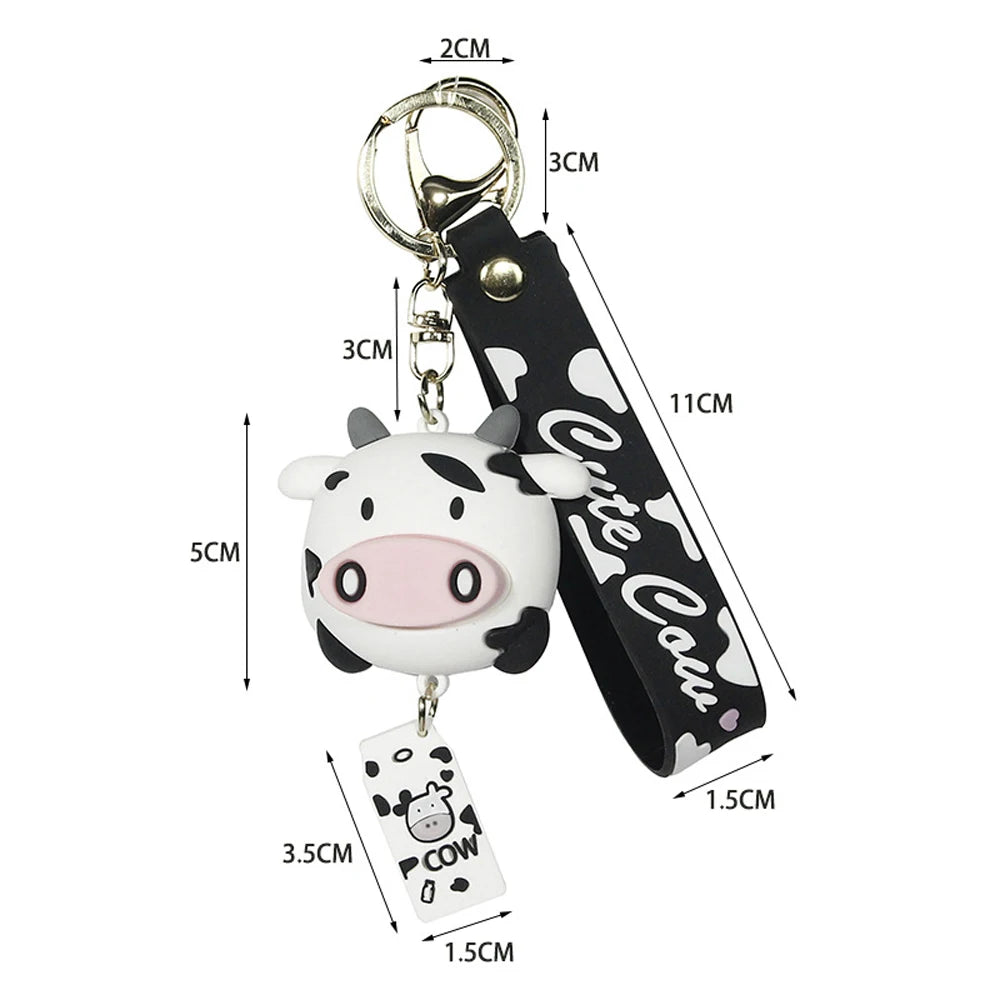 Fashion Jewelry Cute Door Key Car Key Charm Animal Keyrings Bag Decoration Silicone Cow Keychains Zpaxo