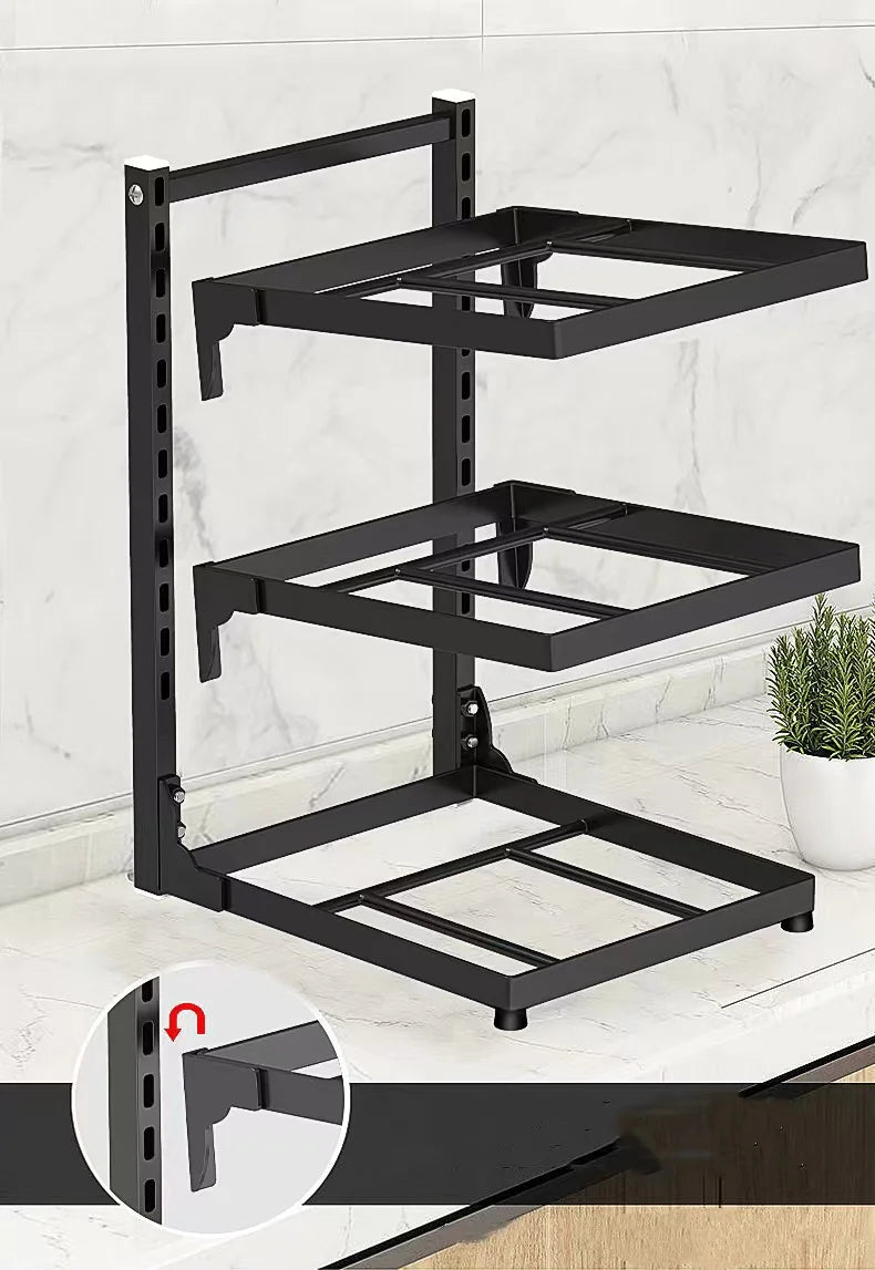 Kitchen Sink Storage Rack Multi-Layer Cooker Storage Rack For Home Stovetop Cabinets Adjustable Pot Rack Zpaxo