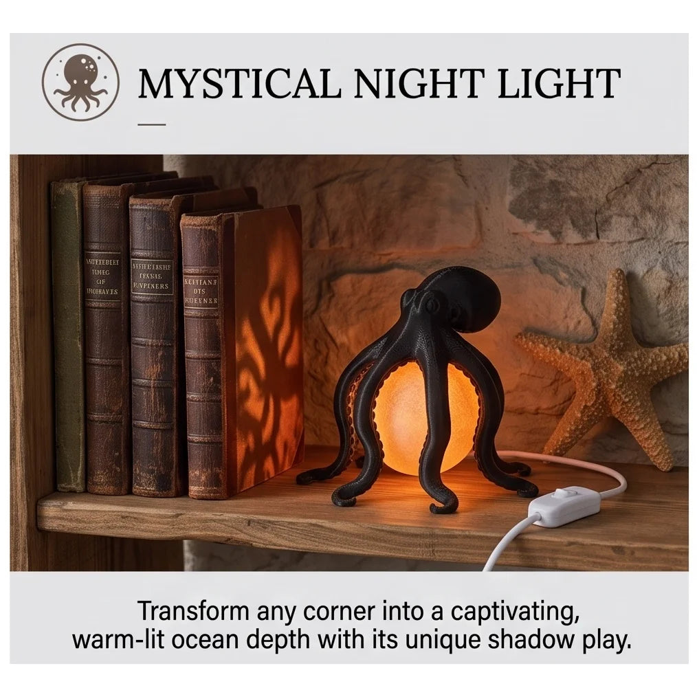 Octopus Sculptural Lampshade Creative Marine Animal Ornament Desktop