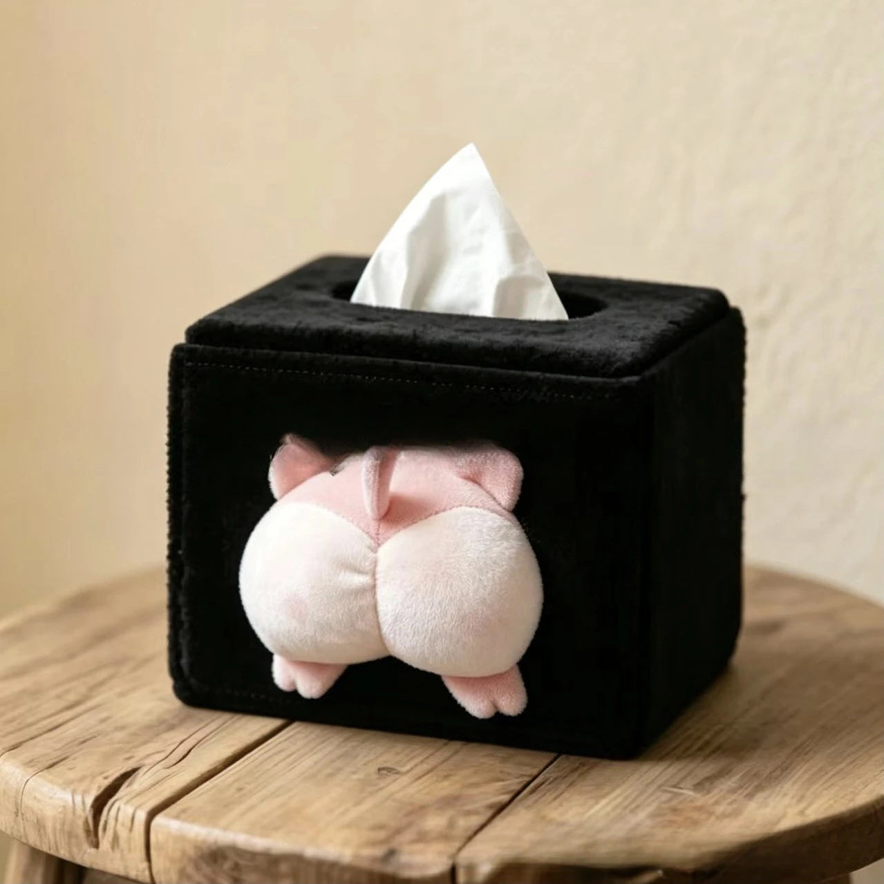 Cute and mischievous kitten tissue box napkin box creative plush niche doll box decoration and storage Zpaxo piglet
