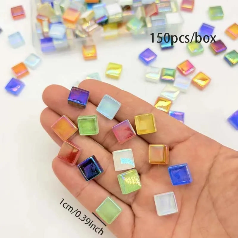 150-Piece Square Glass Mosaic Tiles – Crystal DIY & Decor Glass Mosaic Tiles Zpaxo 1 BOX