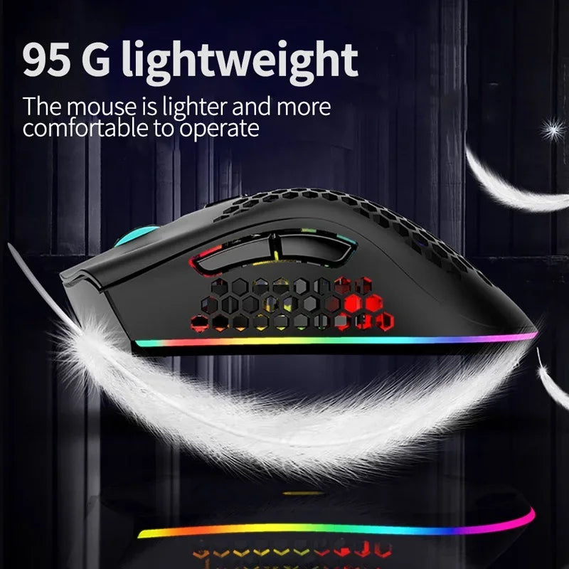 BM600 Rechargeable USB Wireless RGB Light Honeycomb Gaming Mouse Zpaxo
