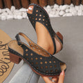 Women Sandals 2025 Retro Comfortable Summer Shoes Women Thick Heeled Fish Mouth Middle Heeled Sandals Fashion Hollow Shoes Women Zpaxo black 40