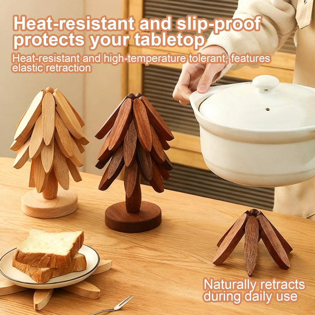 Wood Trivet Tree Shape Heat Resistant Coasters Kitchen Table