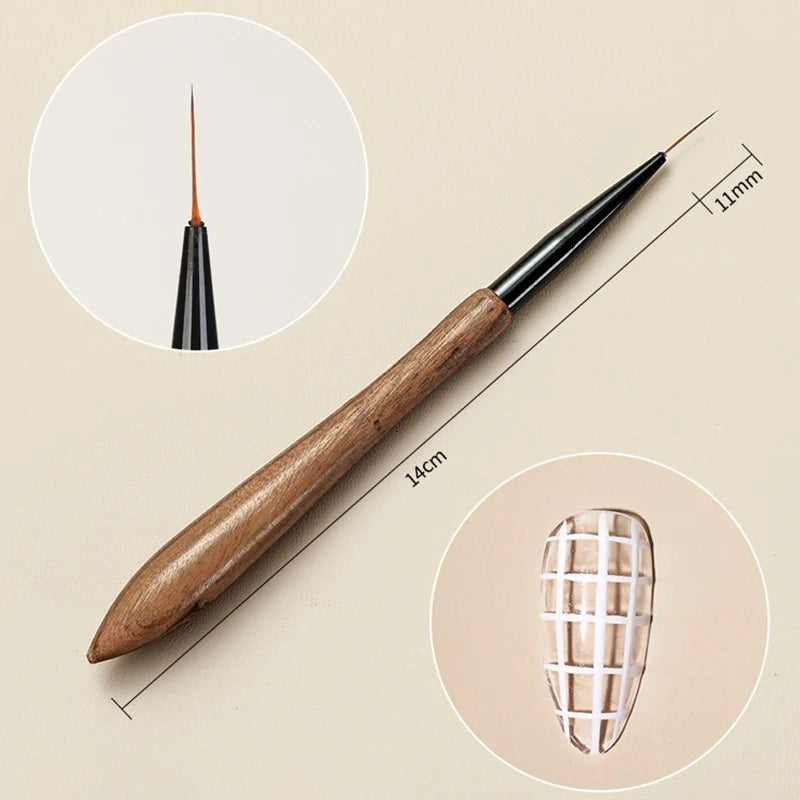 Soft Nylon Wood Handle Watercolor Nail Brush Art Liner Stripes Grid Zpaxo 05