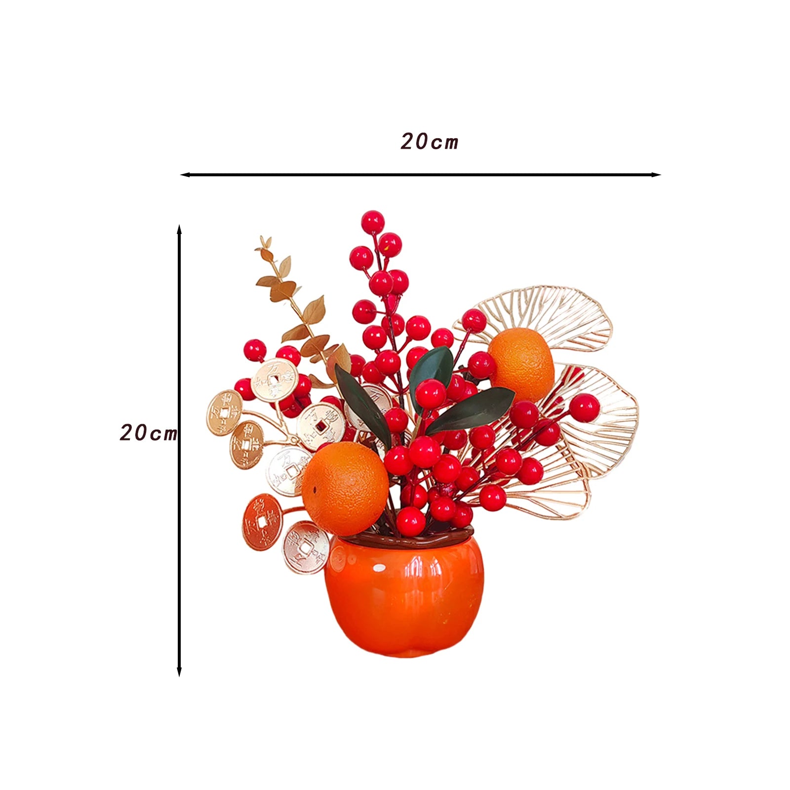 Chinese Lunar Year Decoration Gift Lucky Tree Artificial Potted for China Spring Festival Office Birthday Graduation Wedding Zpaxo Orange