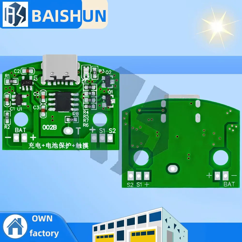 8W Type-C LED Table Lamp Control Module: USB Charging with 3-Gear Stepless Dimming & Touch Control (Green) Zpaxo
