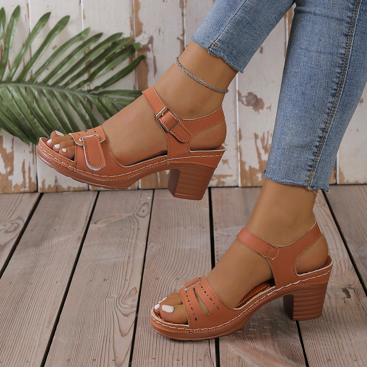 Women Sandals 2026 New Open Toe Fashion Sandals Soft Sexy Wedge Buckle Orthopedic Shoes Female Outdoor Designer Trend Shoes Zpaxo Brown 37