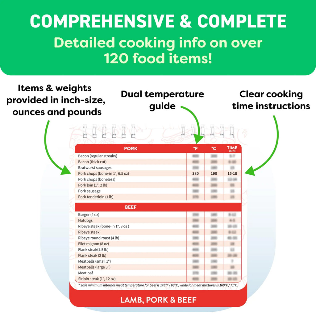 Air Fryer Cookbook Magnetic Cheat Sheet, Guide Booklet, Cookbooks Instant Accessories Oven Cooking Pot Temp Times Chart Zpaxo