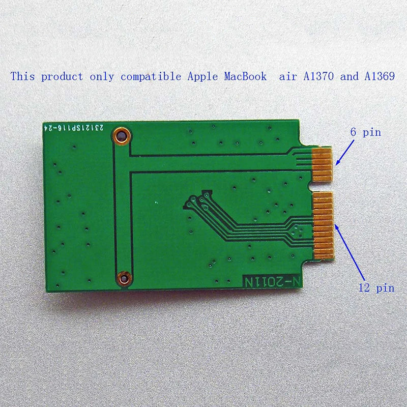 M.2 NGFF SSD Card 12 + 6 Pin Adapter Board For MacBook Air 2010 2011 A1370 A136 Zpaxo