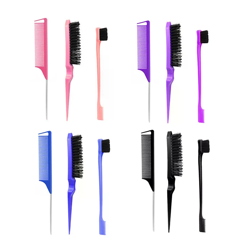 Hair Styling Comb Brush Teasing Edge Rat Tail Curly Straight Wet Dry Zpaxo