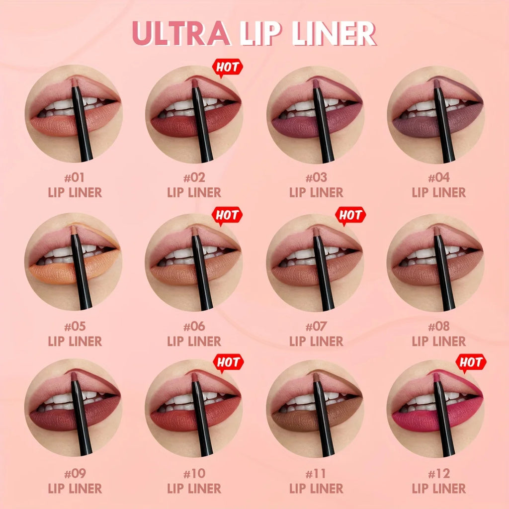 Nude Brown Lip Liner Pencil 12 Red Contour Tint Labial Makeup Zpaxo