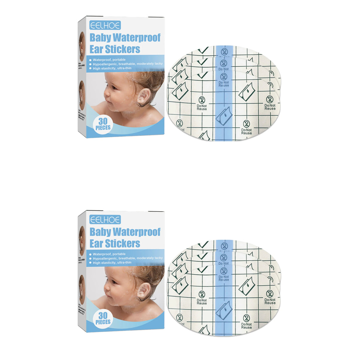 Baby Waterproof Ear Plugs Baby Swimming, Bathing, and Hair Washing Ear Protection Stickers Zpaxo 2pcs