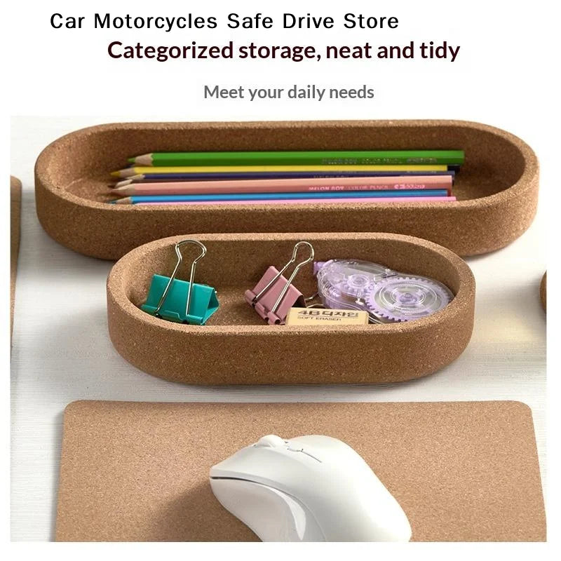 Oval Shape Cork Tray Dispenser Perfume Jewelry Holder Kitchen Tools