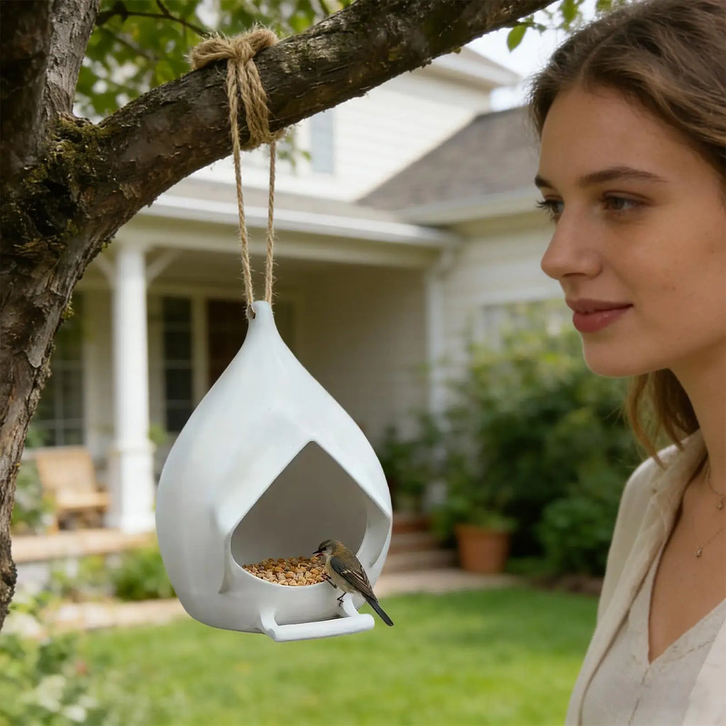 Bird Feeder Easy to Refill Rainproof Bowl Hummingbird Feeder for Backyard Garden Patio Lawn Balcony Birdwatching Porch Deck Zpaxo