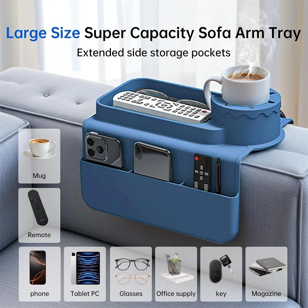 Sofa Armrest Cup Holder Silicone Drink Tray Spill-proof Couch Side Zpaxo
