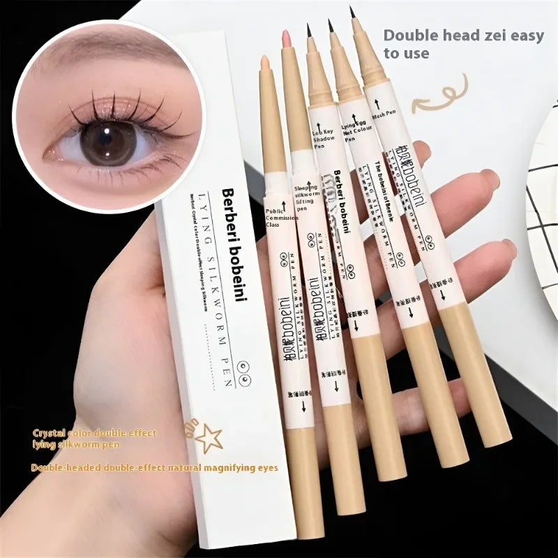 Ultra-fine Double Ended Eyeliner Pencil Matte Highlighter Eyeshadow Makeup Stick Sparkling Liquid Shadow Brighten Silkworm Pen Zpaxo
