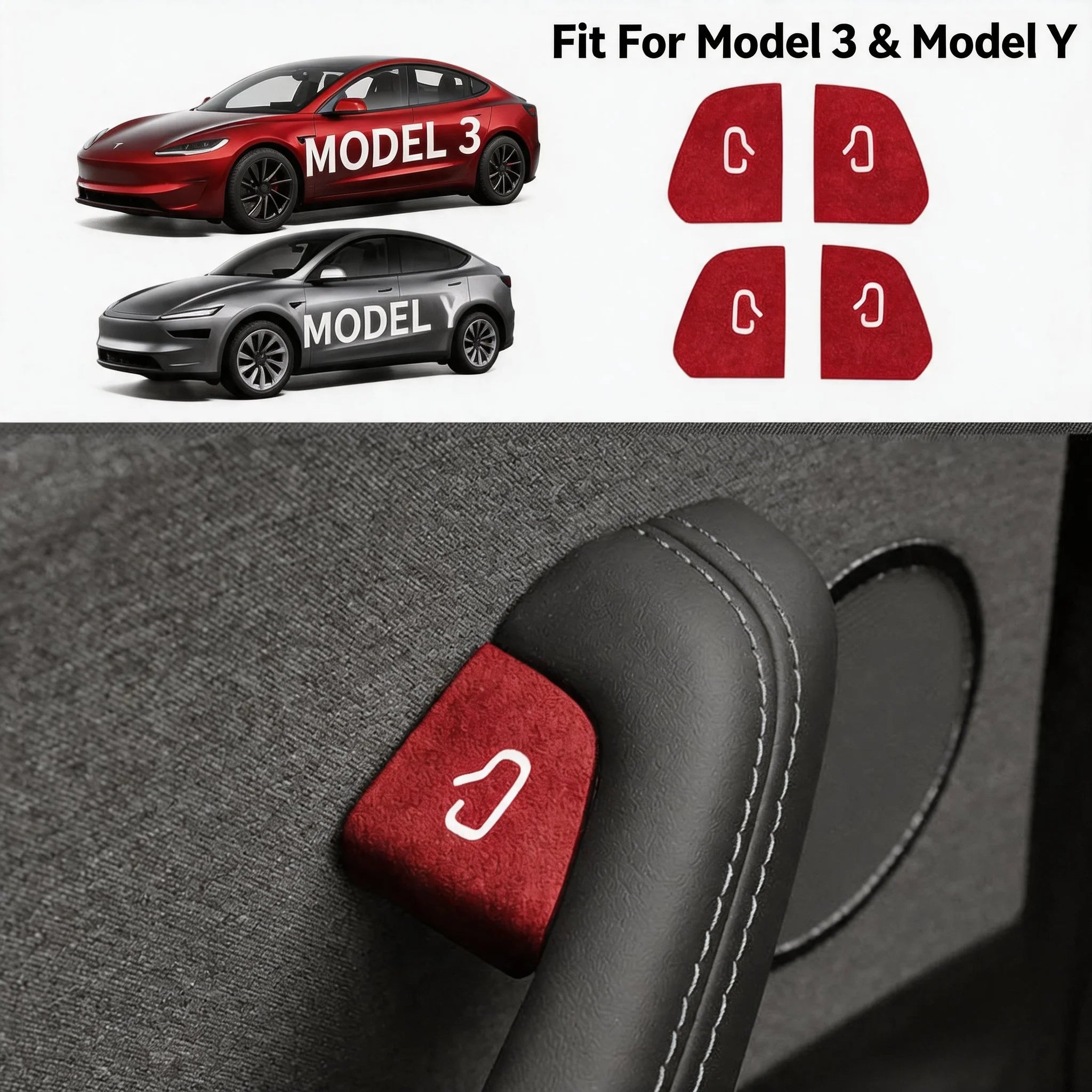 Suede Door Switch Button Trim Stickers Tesla Model 3 Y Highland