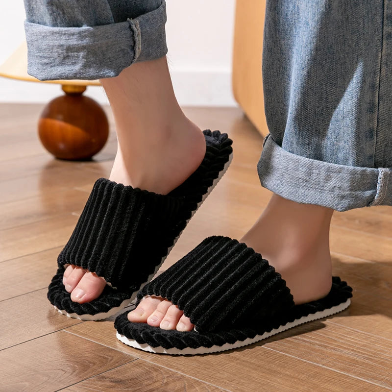 Men's Open-toe Flat Slippers Spring Fall Indoor Bedroom Breathable